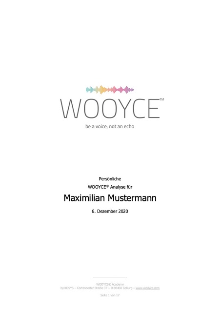 WOOYCE® Analyse - Zoom Termin